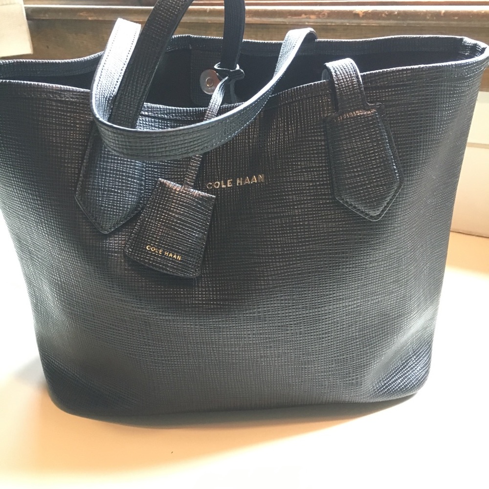 Cole Haan black leather tote bag, great condition.